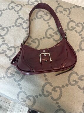 Urban Outfitters Burgundy Shoulder Bag with Silver Buckle